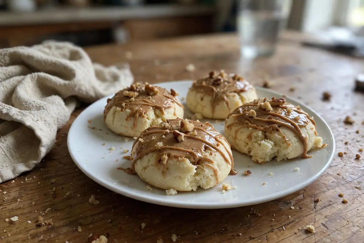 Amish sour cream cookies with brown butter frosting on a plate